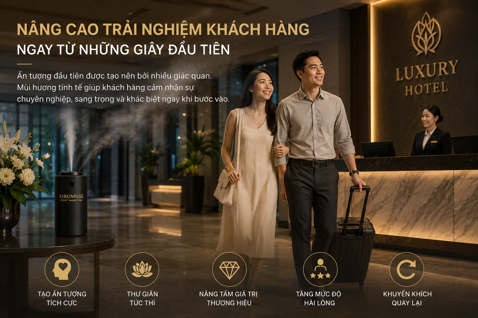 nâng cao trải nghiệm mùi thơm bằng máy khuếch tán hương thơm khách sạn