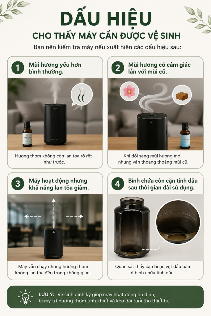 Dấu hiệu cho thấy máy khuếch tán tinh dầu cần được vệ sinh