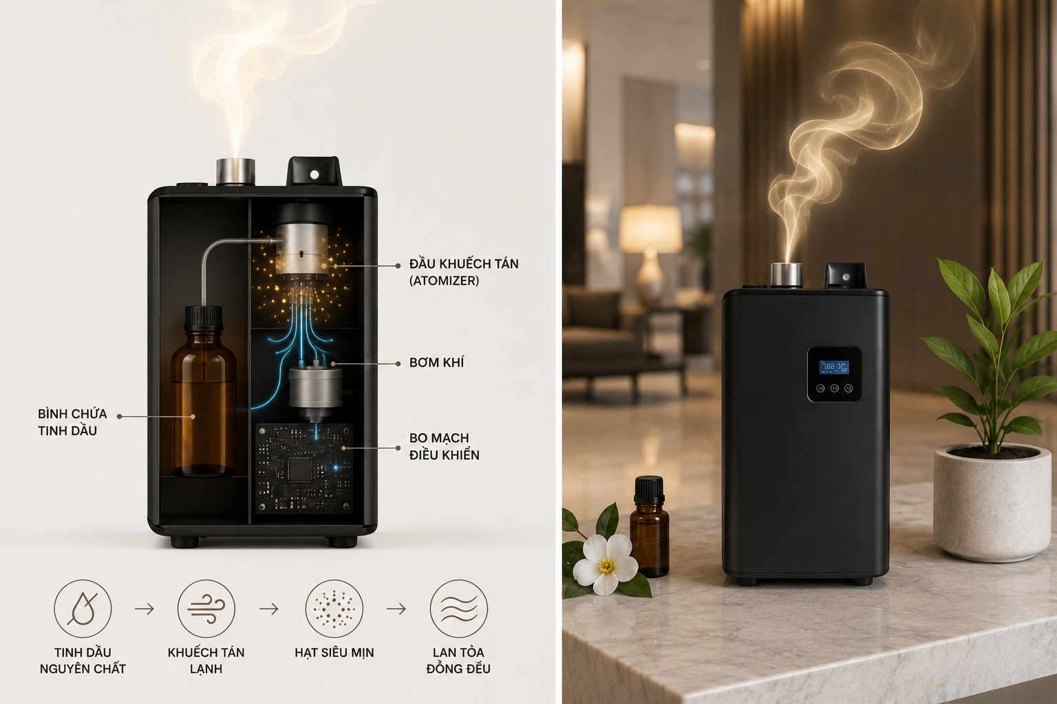 Máy khuếch tán tinh dầu airomuse cao cấp